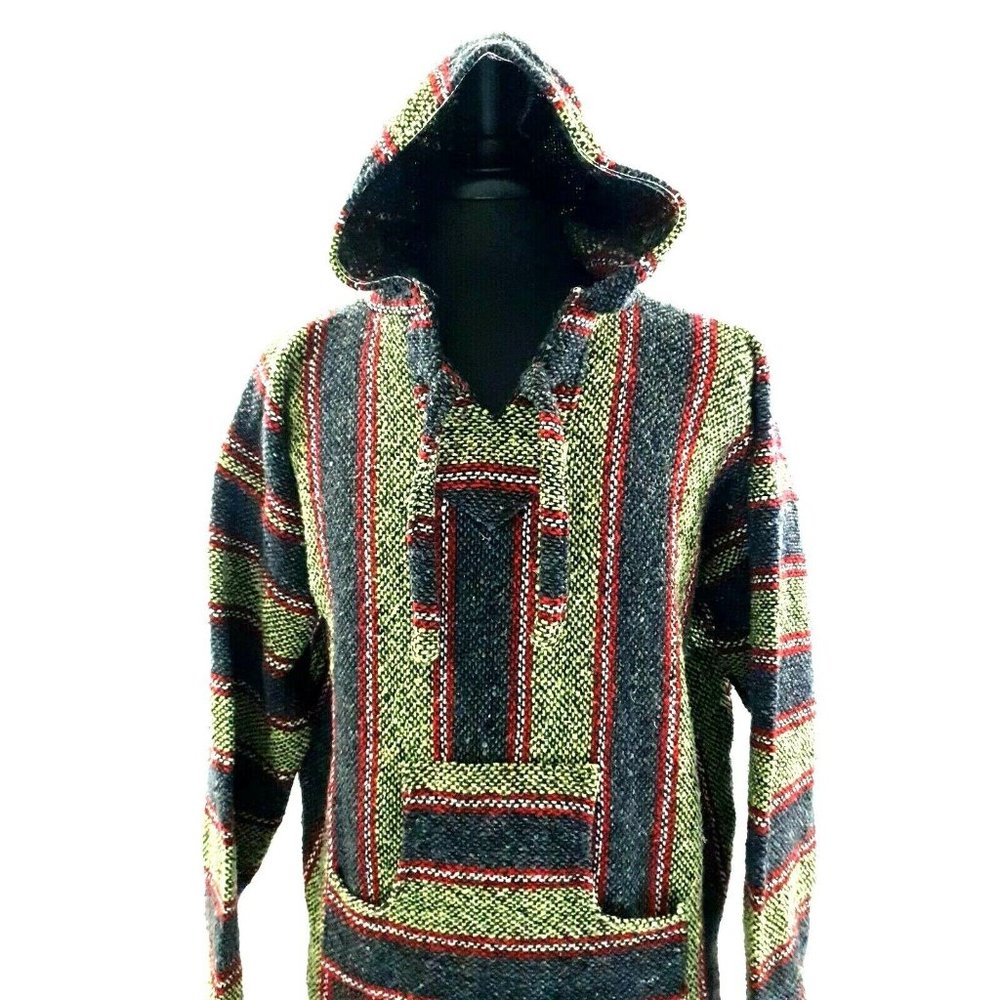 Mexican Baja Hoodie Mens XL Jumper Festival Hippie Boho Holiday Artesanias Vega - Picture 4 of 10